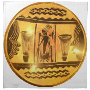 Golden African Ethnic Art Print Design Napkin