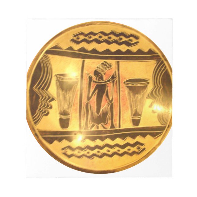 Golden African Ethnic Art Print Design Notepad (Front)