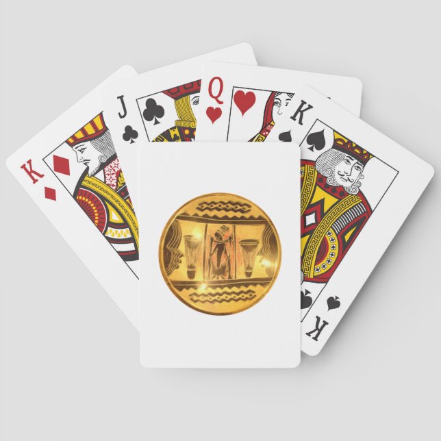 Golden African Ethnic Art Print Design Poker Cards (Back)