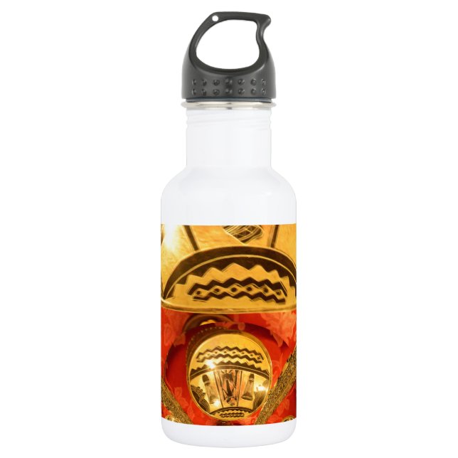 Golden African Ethnic Art Print Design Water Bottle (Front)
