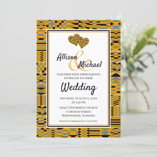 Golden African Kente K46 Wedding Invitation