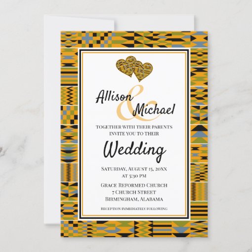 Golden African Kente K46 Wedding Invitation | Zazzle