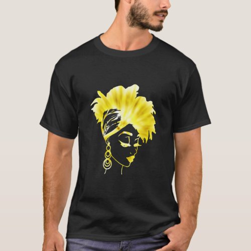 Golden Afro Black Woman Black History Month Africa T_Shirt