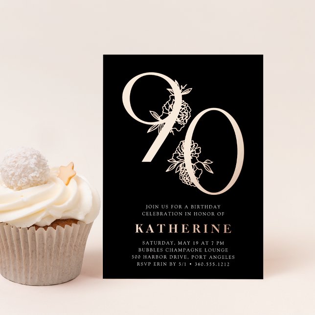 Golden Age | 90th Birthday Party Rose Gold Foil Invitation (Creator Uploaded)