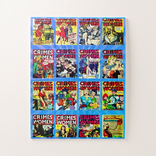 Golden Age Adventure Comic Covers Crimes By Women Jigsaw Puzzle