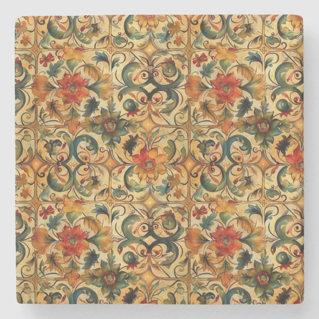 Golden Age Botanical  Stone Coaster (Front)