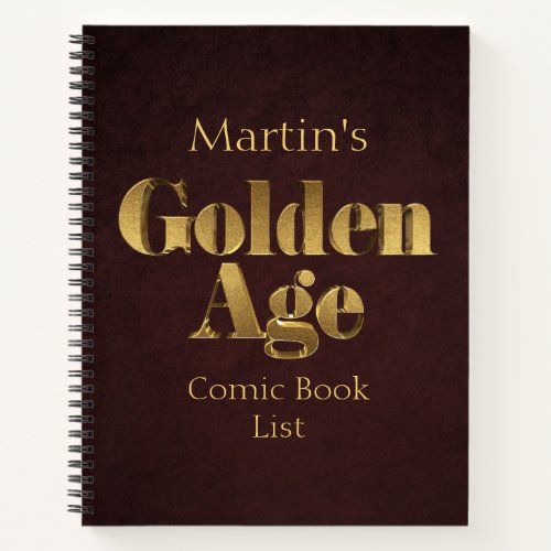 Golden Age Comic Book List Notebook