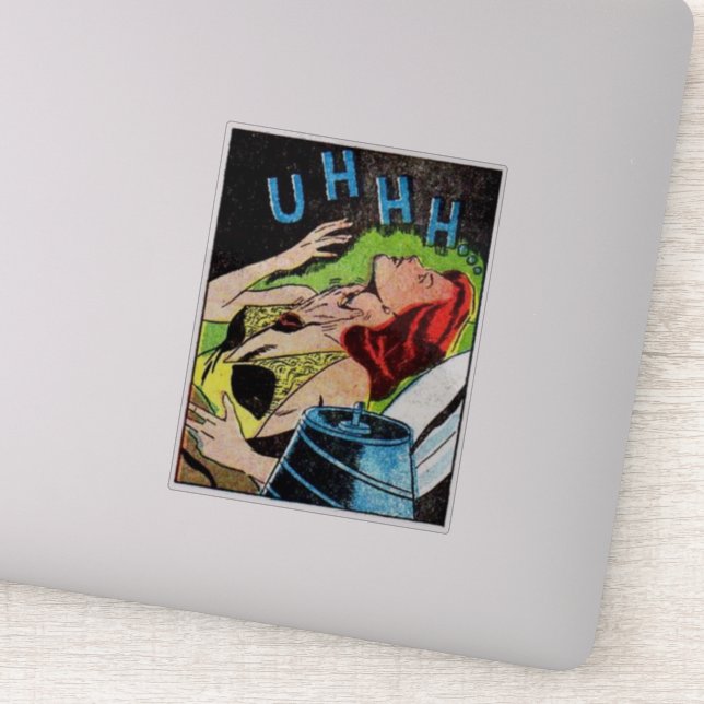 Golden age horror comics | scary retro comic 1940s sticker (Detail)