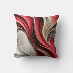 Golden Air – Cranberry & Champagne Flowing Abstrac Throw Pillow