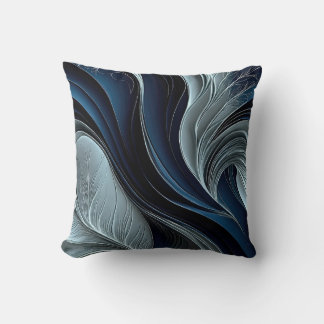 Golden Air – Indigo Flowing Abstract Throw Pillow