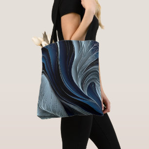 Golden Air – Indigo Flowing Abstract Throw Pillow Tote Bag