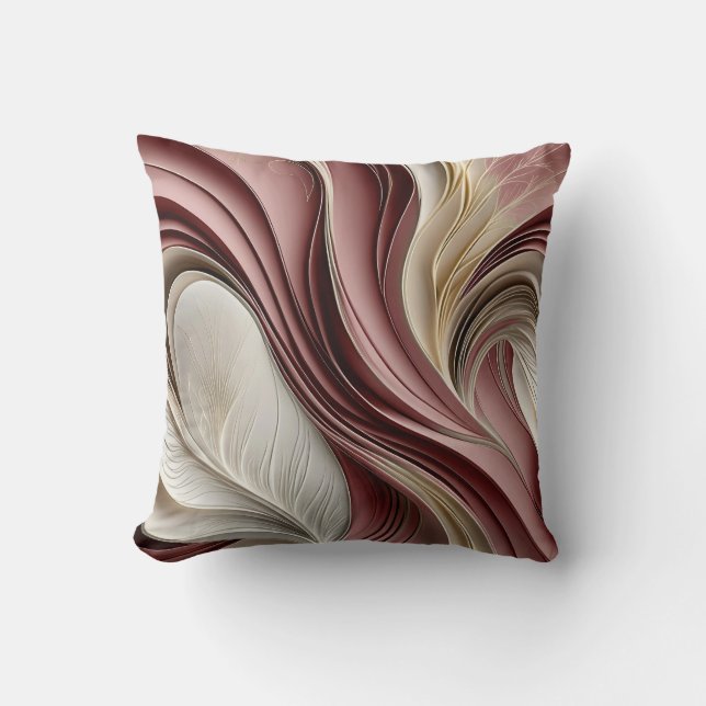 Golden Air – Rose Champagne Flowing Abstract Throw Pillow (Front)