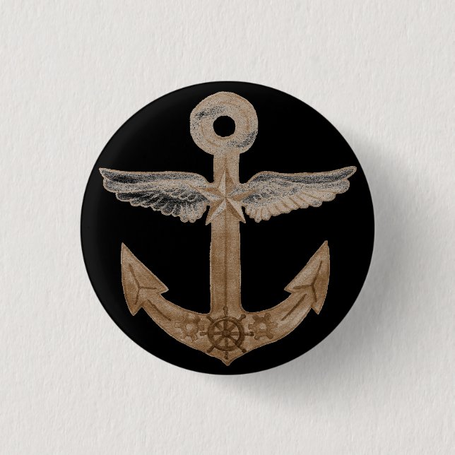 Golden Airship Anchor Button (Front)