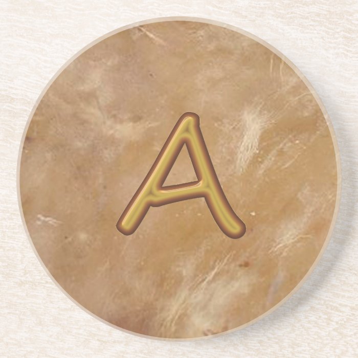 Golden Alphabet A AA AAA  Vintage Base Beverage Coasters