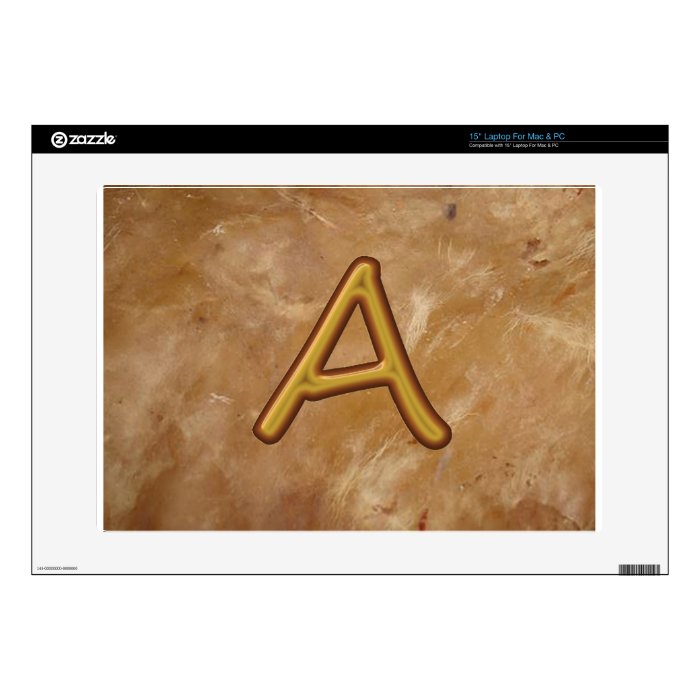 Golden Alphabet A AA AAA  Vintage Base Laptop Decals