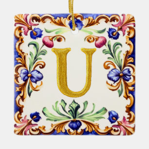 Golden Alphabet – Letter U Ceramic Ornament