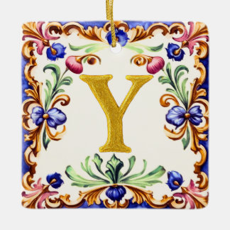 Golden Alphabet – Letter Y Ceramic Ornament