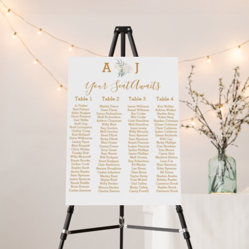 Golden Alphabetical Wedding Seating Chart Sign