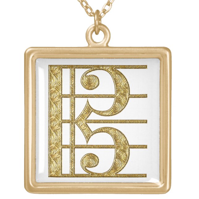Golden Alto Clef Gold Plated Necklace (Front)
