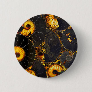Golden Amber black Nautilus shell pattern, fossil  Button