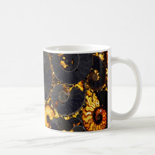 Golden Amber black Nautilus shell pattern fossil  Coffee Mug