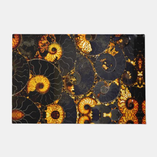 Golden Amber black Nautilus shell pattern fossil  Doormat