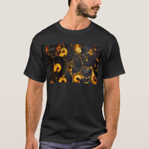 Golden Amber black Nautilus shell pattern, fossil T-Shirt