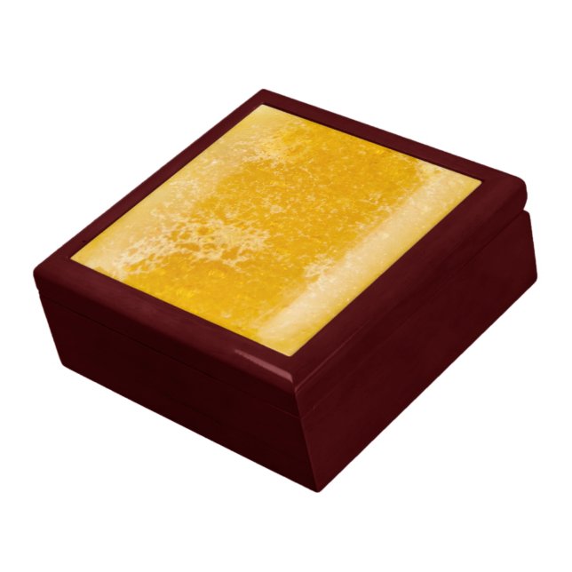 Golden amber fused glass keepsake box (Side)