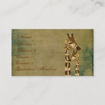 Golden Amber Giraffes  Business Card/tags Business Card by Greyszoo at Zazzle