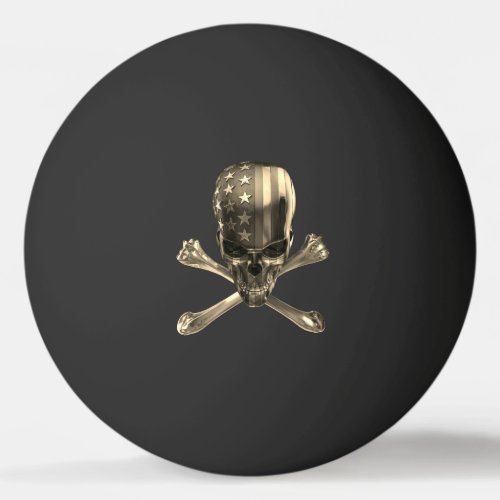 Golden American Skull Ping Pong Ball