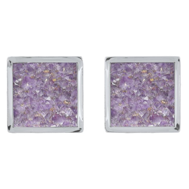 Golden Amethyst Shimmer Cufflinks (Front)