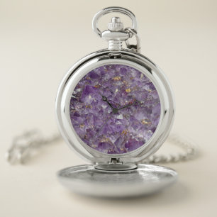 Golden Amethyst Shimmer Pocket Watch