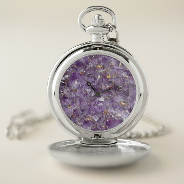 Golden Amethyst Shimmer Pocket Watch (Inside)