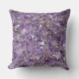 Golden Amethyst Shimmer Throw Pillow