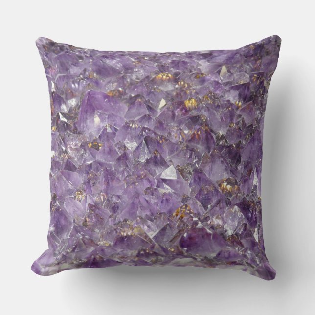 Golden Amethyst Shimmer Throw Pillow (Front)