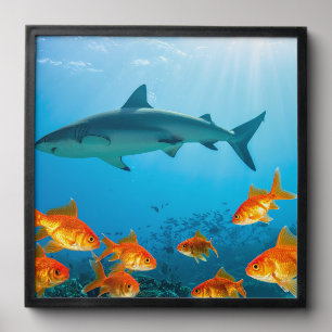 Golden Among Sharks Peel And Stick Photo Tile