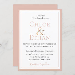 Golden Ampersand Blush Wedding Invitation