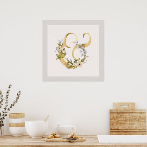Golden Ampersand Floral Trim Poster