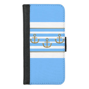 golden anchor blue white background iPhone 8/7 wallet case