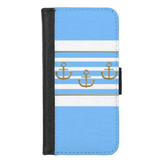 golden anchor blue white background iPhone 8/7 wallet case