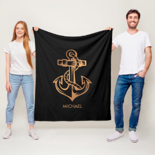Golden Anchor Fleece Blanket