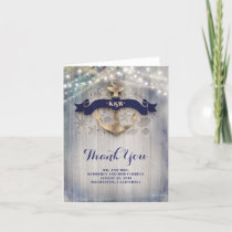 Golden Anchor Nautical Wedding Thank You Card
