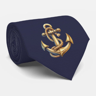 Golden Anchor Neck Tie