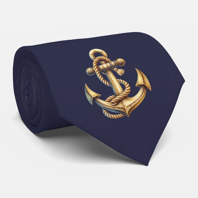 Golden Anchor Neck Tie (Rolled)