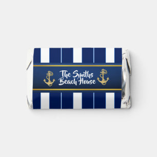 Golden Anchor on Blue Stripes Nautical  Hershey's Miniatures