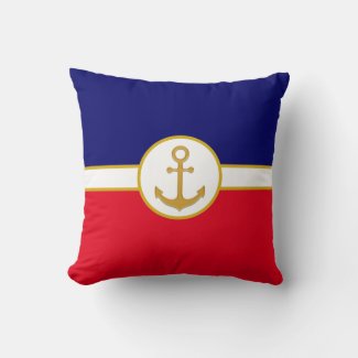 Golden Anchor on Navy Blue, Red & White