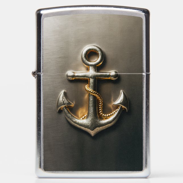 Golden Anchor on The Plate #1 Zippo Lighter (Front)
