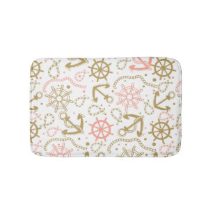 Golden Anchor Pattern Bathroom Mat