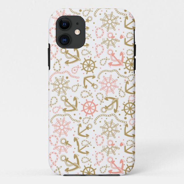 Golden Anchor Pattern Case-Mate iPhone Case (Back)