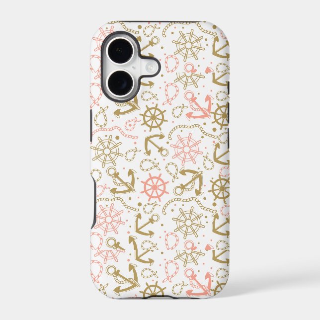 Golden Anchor Pattern Iphone Case (Back)